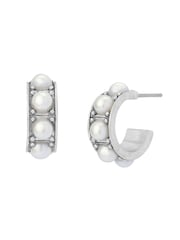 AllSaints Silver Tone Nellie Pearl Huggie Earrings - Image 1 of 5