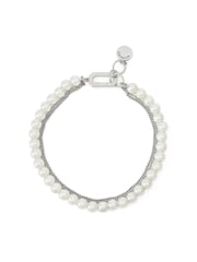 AllSaints Silver Tone Nellie Pearl Chain Strand Bracelet - Image 1 of 4