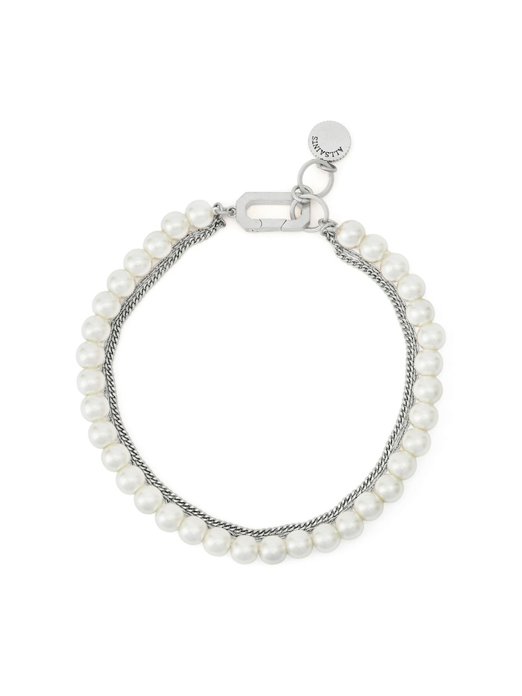 AllSaints Silver Tone Nellie Pearl Chain Strand Bracelet - Image 1 of 4