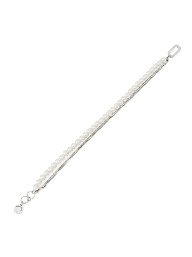 AllSaints Silver Tone Nellie Pearl Chain Strand Bracelet - Image 4 of 4