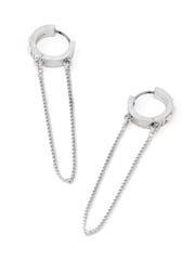AllSaints Silver Tone Nellie Pearl Chain Hoop Earrings - Image 2 of 3