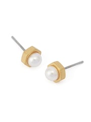 AllSaints Gold Tone Nellie Pearl Stud Earrings - Image 2 of 3