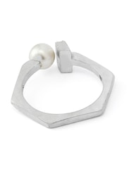 AllSaints Silver Tone Nellie Pearl Bar Band Ring - Image 4 of 4