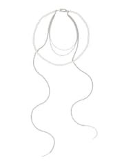 AllSaints Silver Tone Nellie Pearl Layered Statement Necklace - Image 1 of 4