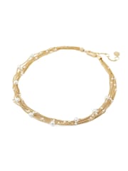 AllSaints Gold Tone Rae Pearl Layered Statement Necklace - Image 2 of 4
