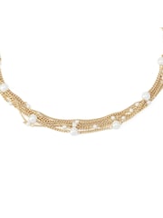 AllSaints Gold Tone Rae Pearl Layered Statement Necklace - Image 3 of 4