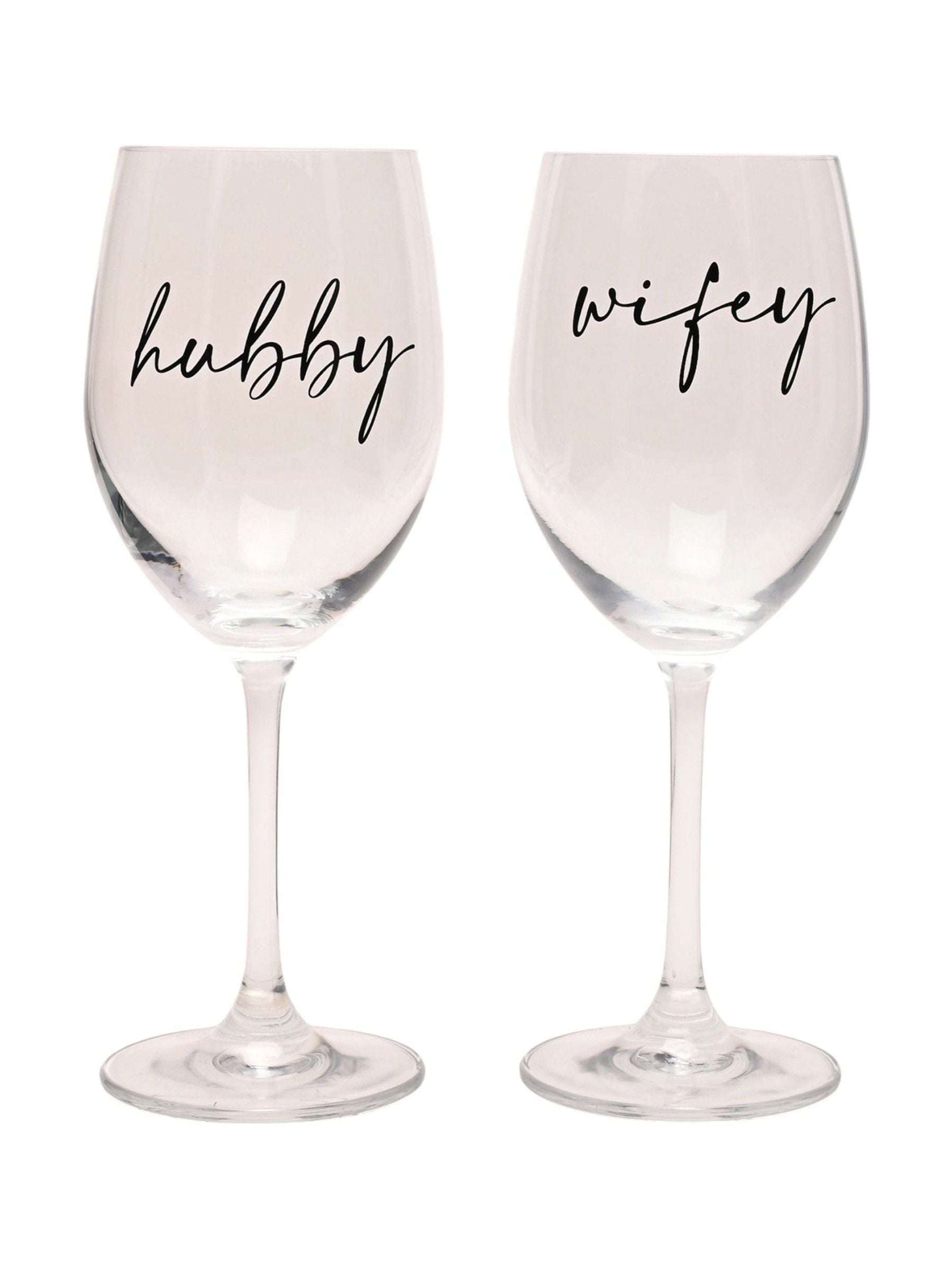 Amore By Juliana Unisex Clear Widdop Set Of 2 Wine Glasses Wifey And Hubby