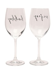 Widdop Set of 2 Clear Wine Glasses Wifey And Hubby - Image 4 of 4