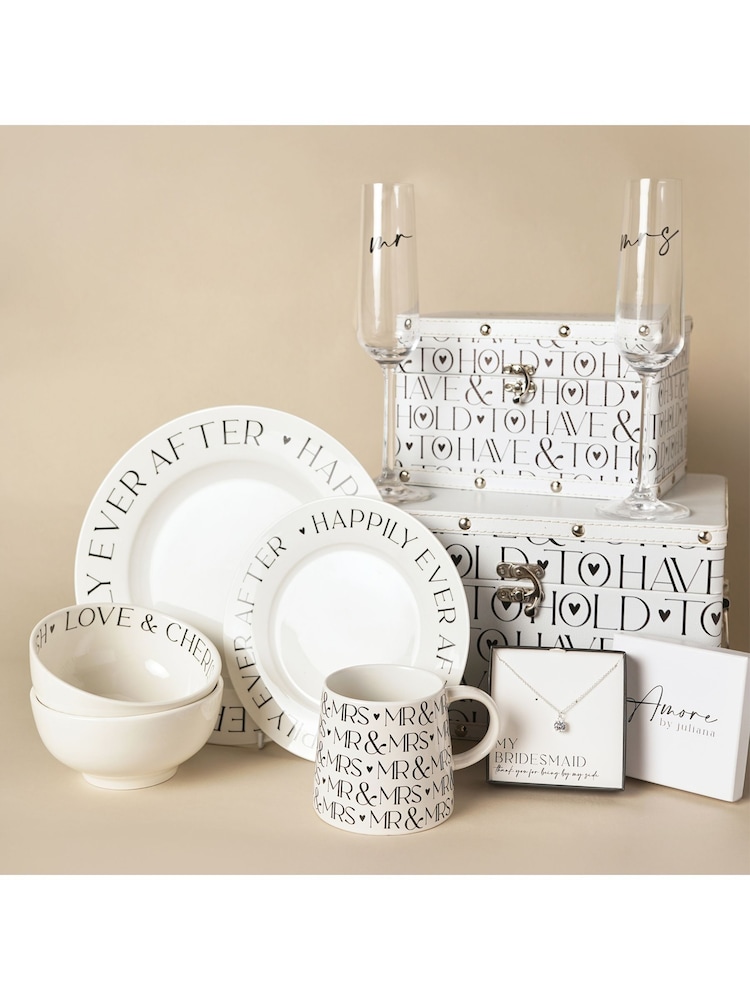 Widdop Set of 2 White Words Luggage Wedding Keepsakes - Image 1 of 8