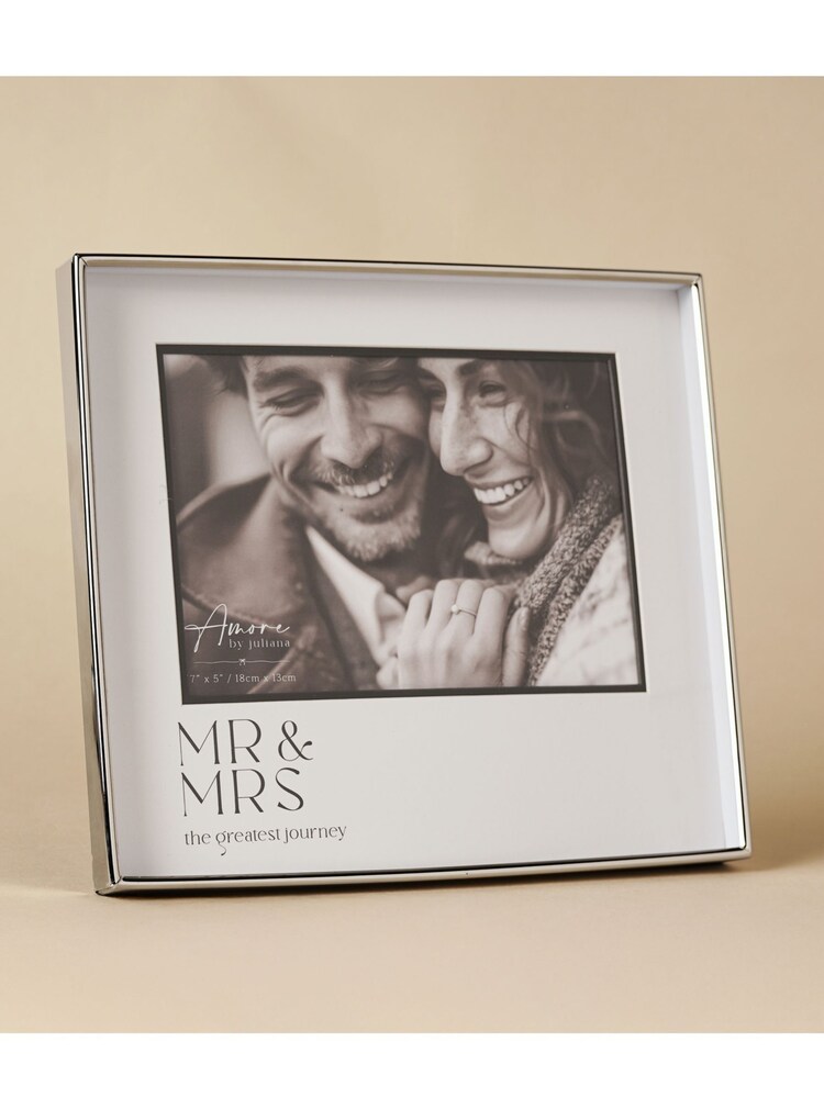 Widdop Silver Print Photo Frame 'Mr & Mrs' 7" x 5 - Image 1 of 6