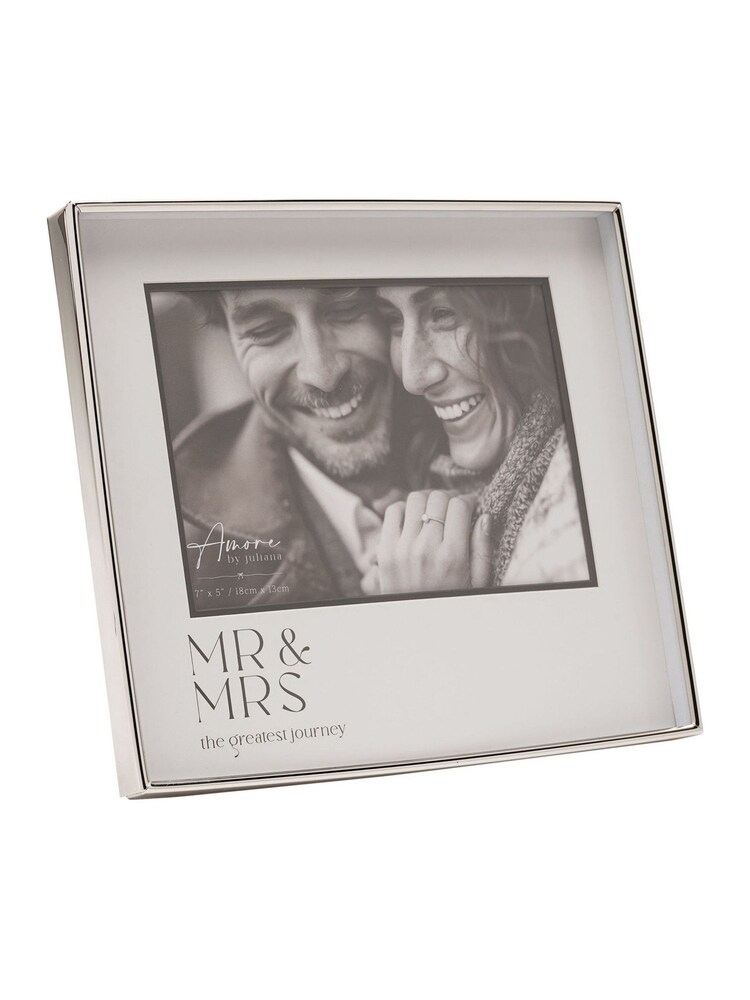 Widdop Silver Print Photo Frame 'Mr & Mrs' 7" x 5 - Image 2 of 6