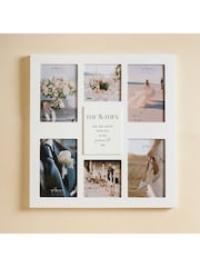 Widdop White Multi Aperture Photo Frame - Mr & Mrs - Image 1 of 7