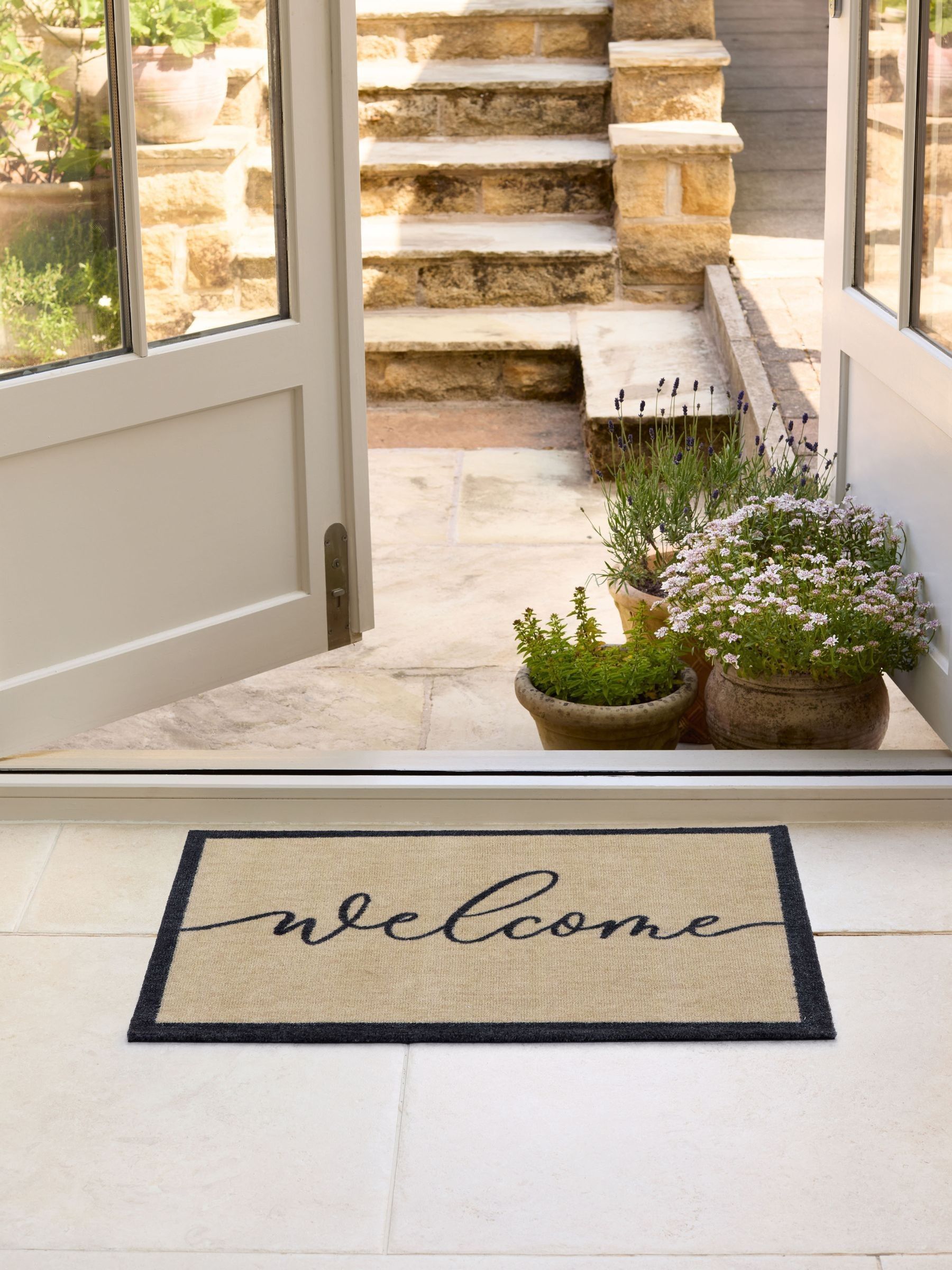 My Mat Brown Welcome Linear Doormat