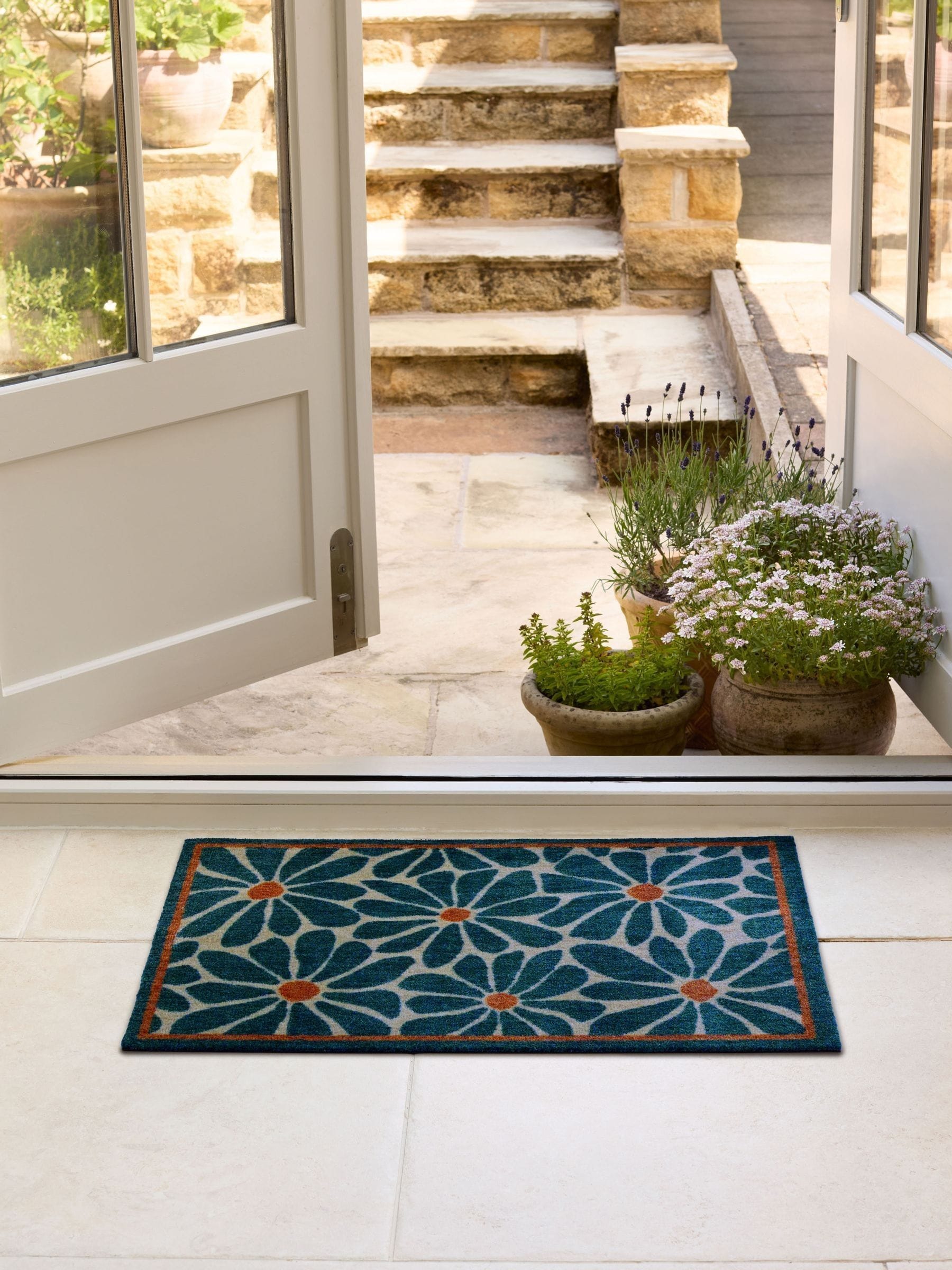 My Mat Blue Boho Floral Doormat