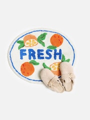 Oliver Bonas Orange Fresh Round Tufted Bath Mat - Image 1 of 3