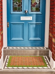 Oliver Bonas Green Tile Bordered Pink Doormat - Image 2 of 4