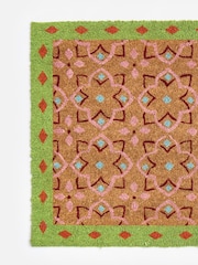 Oliver Bonas Green Tile Bordered Pink Doormat - Image 4 of 4