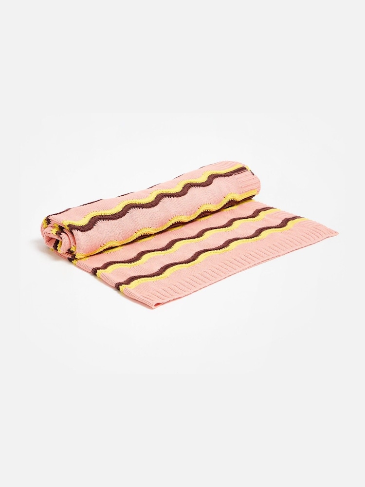 Oliver Bonas Pink Striped Knitted Throw - Image 1 of 6