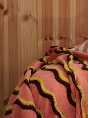 Oliver Bonas Pink Striped Knitted Throw - Image 3 of 6