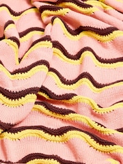 Oliver Bonas Pink Striped Knitted Throw - Image 4 of 6