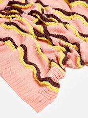 Oliver Bonas Pink Striped Knitted Throw - Image 6 of 6