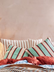 Oliver Bonas Blue Crochet Striped Cushion Cover 45x45cm - Image 1 of 6