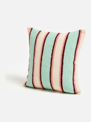 Oliver Bonas Blue Crochet Striped Cushion Cover 45x45cm - Image 2 of 6