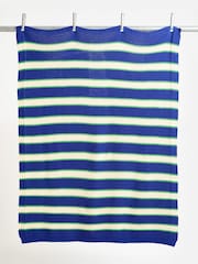 Oliver Bonas Blue Striped Knitted Throw - Image 2 of 6