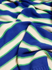 Oliver Bonas Blue Striped Knitted Throw - Image 3 of 6