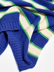 Oliver Bonas Blue Striped Knitted Throw - Image 4 of 6