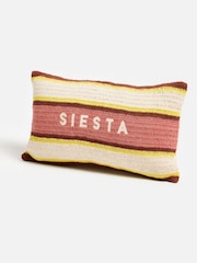 Oliver Bonas Pink Siesta Crochet Striped Cushion Cover 30x50 cm - Image 2 of 6