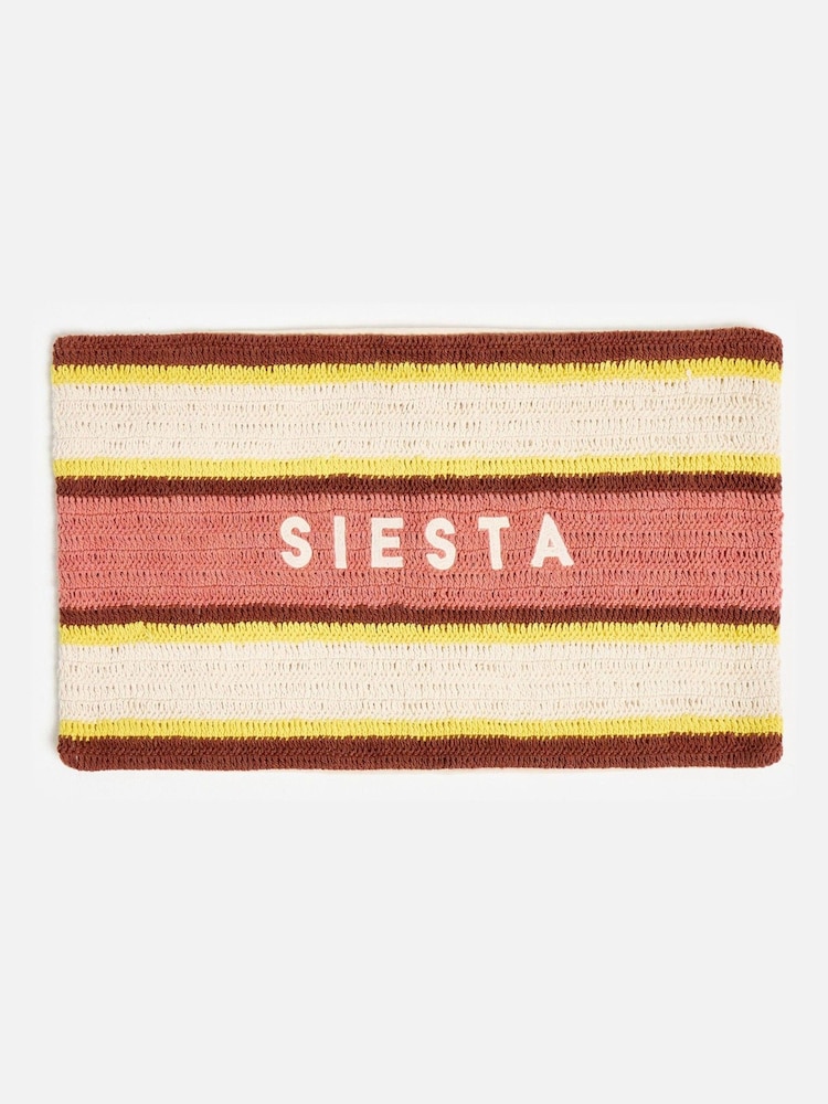 Oliver Bonas Pink Siesta Crochet Striped Cushion Cover 30x50 cm - Image 6 of 6