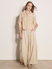 Apricot Natural Geometric Shimmer Embroidered Shirt - Image 4 of 5