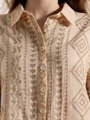 Apricot Natural Geometric Shimmer Embroidered Shirt - Image 5 of 5
