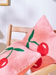 Oliver Bonas Pink Cherries Tufted Cushion Cover 45x45cm - Image 1 of 6