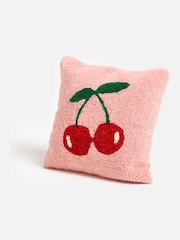 Oliver Bonas Pink Cherries Tufted Cushion Cover 45x45cm - Image 2 of 6