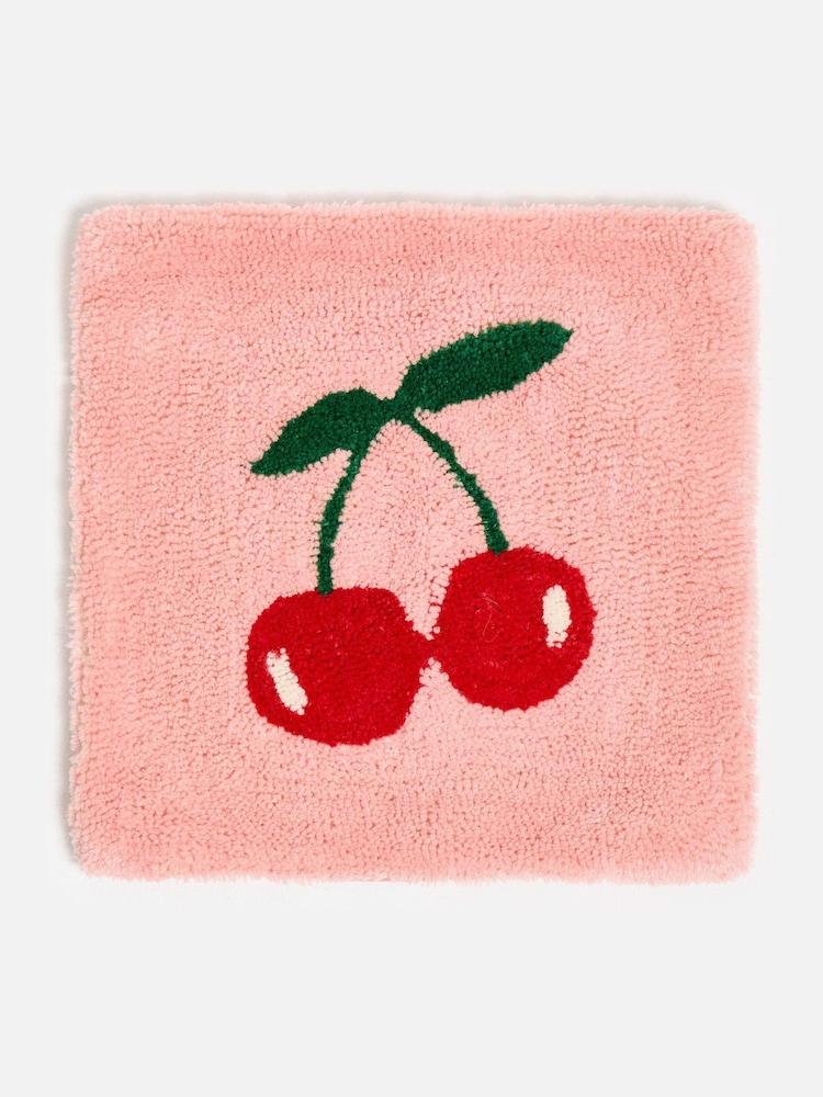 Oliver Bonas Pink Cherries Tufted Cushion Cover 45x45cm - Image 6 of 6