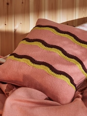 Oliver Bonas Pink Striped Knitted Cushion Cover 45x45cm - Image 1 of 6