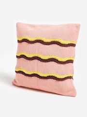 Oliver Bonas Pink Striped Knitted Cushion Cover 45x45cm - Image 2 of 6