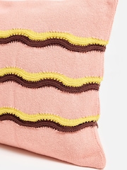 Oliver Bonas Pink Striped Knitted Cushion Cover 45x45cm - Image 3 of 6