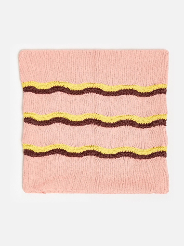Oliver Bonas Pink Striped Knitted Cushion Cover 45x45cm - Image 6 of 6
