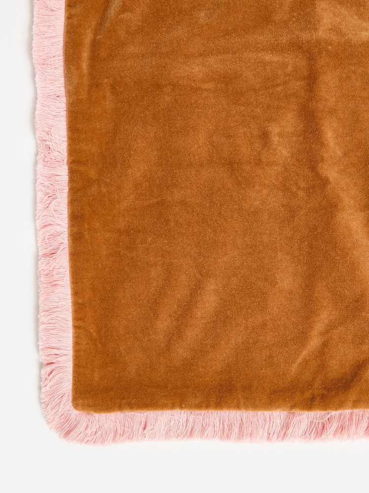 Oliver Bonas Orange Issey Light Velvet Fringed Cushion Cover 45x45cm - Image 5 of 5