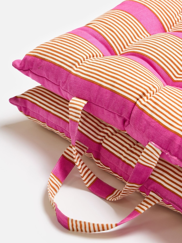 Oliver Bonas Pink Striped Padded Seat Pad - Image 4 of 4