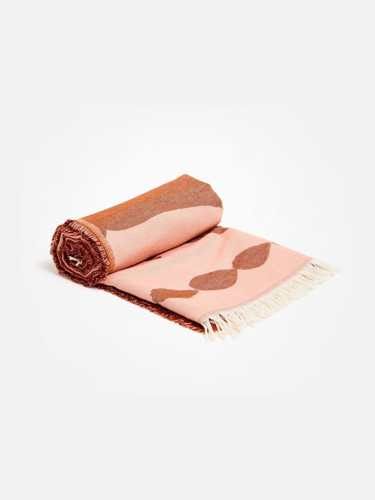 Oliver Bonas Pink Jacquard Horse Throw - Image 2 of 6