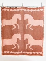 Oliver Bonas Pink Jacquard Horse Throw - Image 4 of 6
