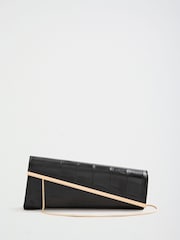 Lipsy Black Croc Effect Asymetric Clutch Bag - Image 1 of 4