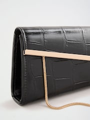 Lipsy Black Croc Effect Asymetric Clutch Bag - Image 3 of 4
