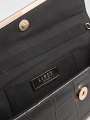 Lipsy Black Croc Effect Asymetric Clutch Bag - Image 4 of 4