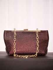 Lipsy Burgundy Red Sparkle Wing Frame Clutch Bag - Image 3 of 8