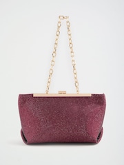 Lipsy Burgundy Red Sparkle Wing Frame Clutch Bag - Image 5 of 8